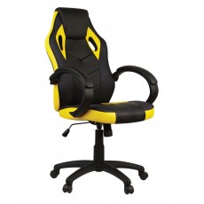 Кресло игровое Helmi HL-S07 Boost, экокожа/ткань черная/желтая