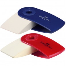 Ластик Faber-Castell Sleeve Mini, прямоугольный, 54*25*13мм, красный/синий пластиковый футляр