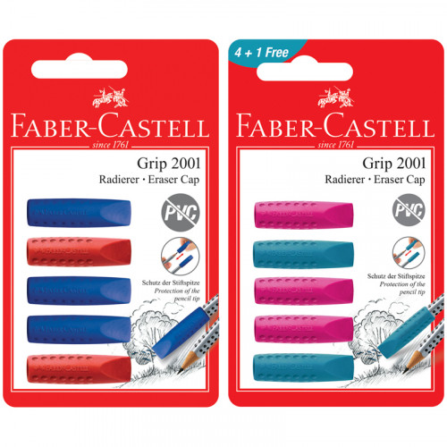 Набор ластиков-колпачков Faber-Castell Grip 2001 5шт., трехгранные, 90*15*15мм, блистер
