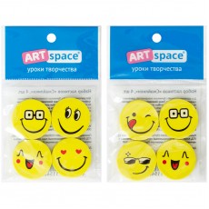 Набор ластиков ArtSpace Смайлики 4шт., круглые, термопластичная резина, 25*5мм