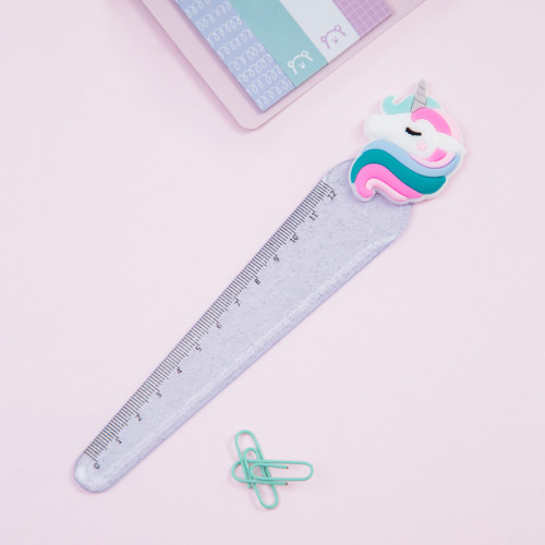 Линейка с топпером 12см MESHU Unicorn, пластиковая, европодвес