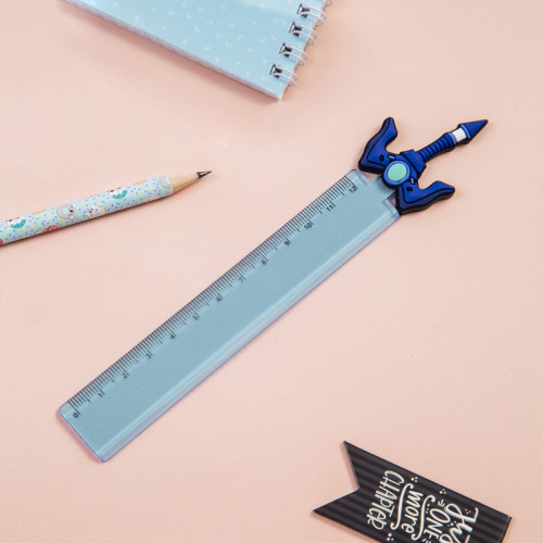 Линейка с топпером 12см MESHU Blue sword, пластиковая, европодвес