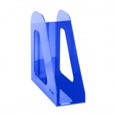 Лоток для бумаг вертикальный СТАММ Фаворит, тонированный синий, ширина 90мм