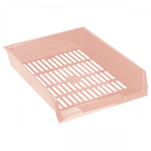 Лоток для бумаг горизонтальный СТАММ Респект, сетчатый, розовый