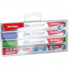 Набор маркеров для белых досок Berlingo Uniline WB300 04цв., пулевидный, 3мм, PET