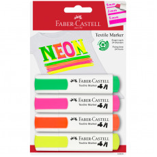 Маркер перманентный для ткани Faber-Castell Textile Neon 04цв., 1-5мм, блистер