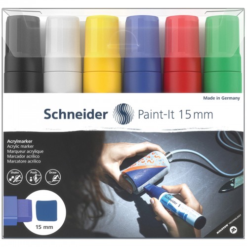 Набор маркеров акриловых Schneider Paint-it 330, 15мм, ассорти, 6шт.