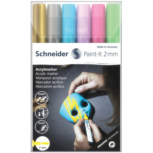 Набор маркеров акриловых Schneider Paint-it 310, 2мм, ассорти, 6шт.