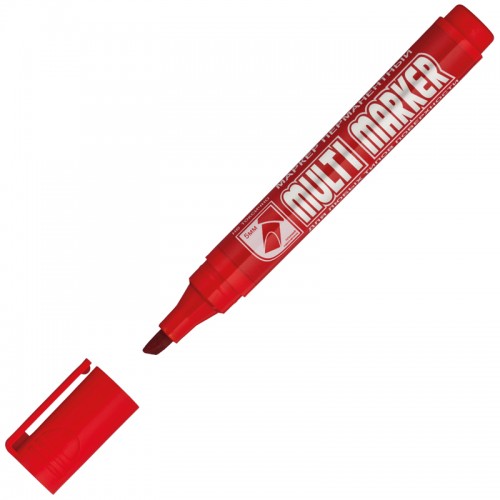 Маркер перманентный Crown Multi Marker Chisel красный, скошенный, 5мм