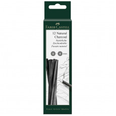 Уголь натуральный Faber-Castell Pitt, Ø 5-8мм, круглый, 12шт., картон. упаковка