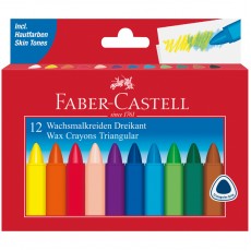 Мелки восковые Faber-Castell, 12цв., трехгранные, картон. упаковка