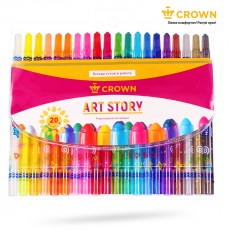 Карандаши восковые Crown ArtStory, 20цв., выкручивающийся стержень, ПВХ, европодвес