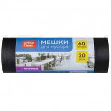 Мешки для мусора  60л OfficeClean ПНД, 60*70см, 10мкм, 20шт., прочные, черные, в рулоне