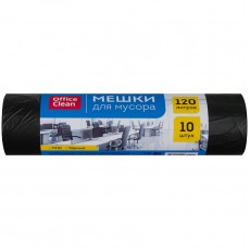 Мешки для мусора  120л OfficeClean ПНД, 67*102см, 11мкм, 10шт., черные, в рулоне