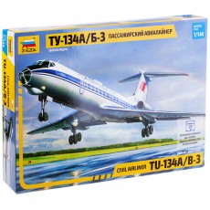 Модель для сборки ZVEZDA Пассажирский авиалайнер ТУ-134, масштаб 1:144