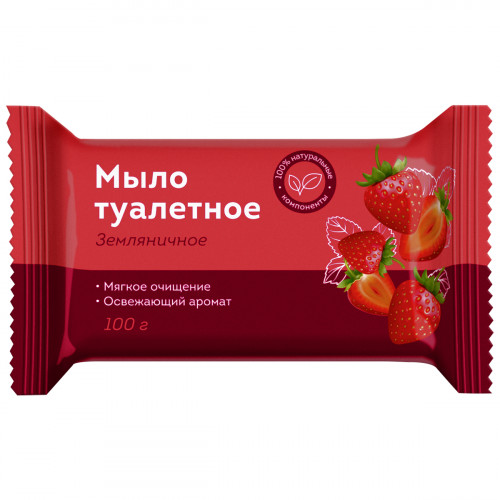 Мыло туалетное OfficeClean Земляничное, флоу-пак, 100г.