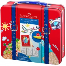 Набор для рисования Faber-Castell Connector 40 фломастеров+6 клипс+паспорт раскраск., метал.