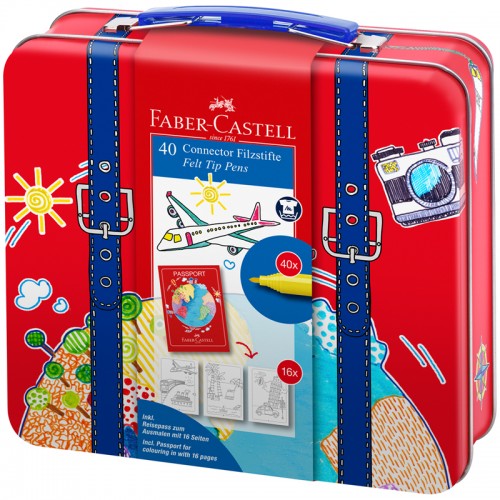 Набор для рисования Faber-Castell Connector 40 фломастеров+6 клипс+паспорт раскраск., метал.