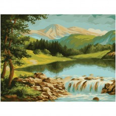 Картина по номерам на холсте ТРИ СОВЫ Горная река, 40*50, с акриловыми красками и кистями