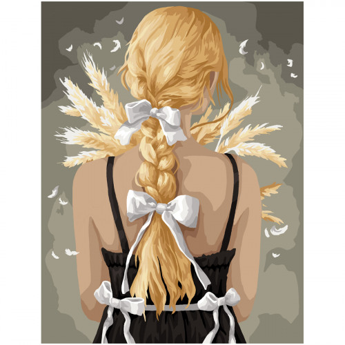 Картина по номерам на холсте ТРИ СОВЫ Девушка с букетом колосьев, 30*40, с акриловыми красками и кистями