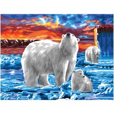 Картина по номерам на холсте ТРИ СОВЫ Белые медведи, 40*50, с акриловыми красками и кистями