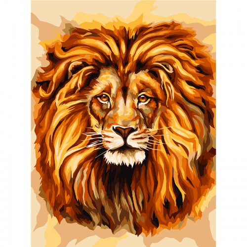 Картина по номерам на холсте ТРИ СОВЫ Царь зверей, 30*40, с акриловыми красками и кистями