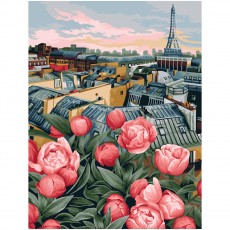 Картина по номерам на холсте ТРИ СОВЫ Цветущий Париж, 40*50, с акриловыми красками и кистями