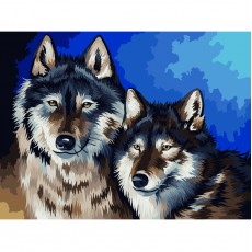 Картина по номерам на холсте ТРИ СОВЫ Волки, 30*40, с акриловыми красками и кистями