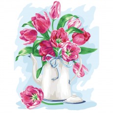 Картина по номерам на холсте ТРИ СОВЫ Розовые тюльпаны, 30*40, с акриловыми красками и кистями