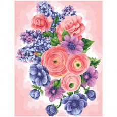 Картина по номерам на холсте ТРИ СОВЫ Цветы, 30*40, с акриловыми красками и кистями