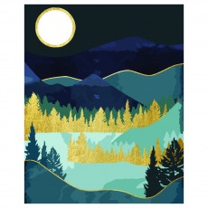 Картина по номерам на холсте ТРИ СОВЫ Золотая ночь, 40*50, с поталью, акриловыми красками и кистями