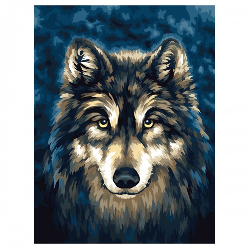 Картина по номерам на холсте ТРИ СОВЫ Волк, 30*40, с акриловыми красками и кистями