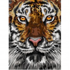 Картина по номерам на холсте ТРИ СОВЫ Тигриный взгляд, 30*40, с акриловыми красками и кистями