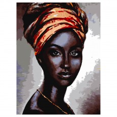 Картина по номерам на холсте ТРИ СОВЫ Африканская женщина, 30*40, с поталью, акриловыми красками и кистями
