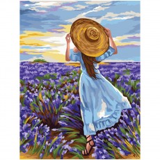 Картина по номерам на холсте ТРИ СОВЫ Девушка в шляпе, 40*50, с акриловыми красками и кистями