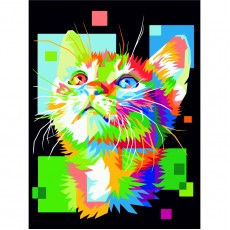 Картина по номерам на холсте ТРИ СОВЫ Пиксельный кот, 30*40, с акриловыми красками и кистями