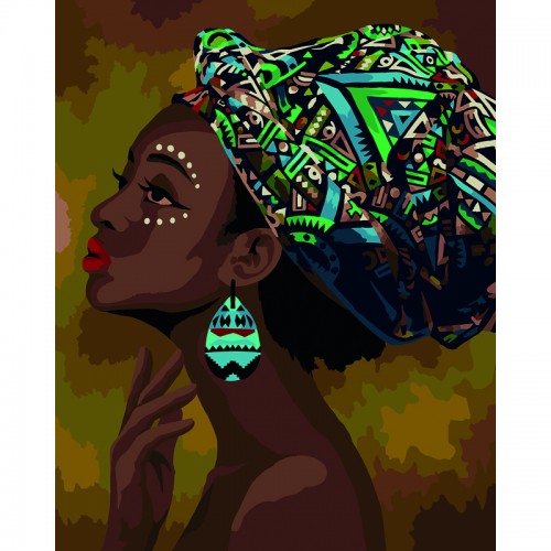 Картина по номерам на холсте ТРИ СОВЫ Африканская красавица, 40*50, с акриловыми красками и кистями