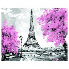 Картина по номерам на холсте ТРИ СОВЫ Париж, 40*50, с поталью, акриловыми красками и кистями