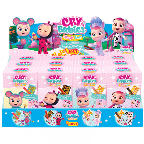 Набор с пластилином Cry Babies JOVI, 2 бруска 2-х цв. 15г. и 50г., трафарет из картона, дисплей ассорти 12 короб. (4 Coney, 4 Lady, 4 Dotty, 4 Lala)