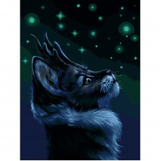 Картина по номерам на холсте ТРИ СОВЫ Мистический кот, 30*40, с акриловыми красками и кистями