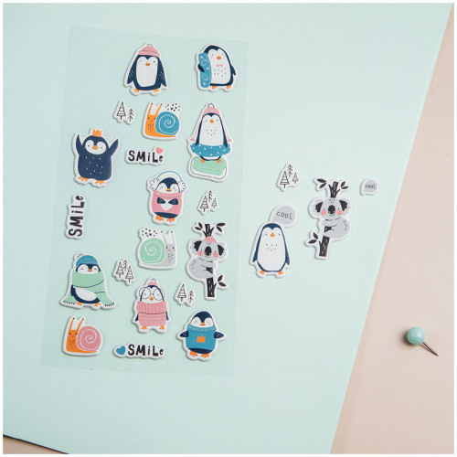 Наклейки объемные MESHU Cute friends, 10*24см, 23 наклейки, инд. уп., европодвес