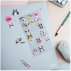 Наклейки объемные MESHU Hello panda, 10*24см, 21 наклейка, инд. уп., европодвес