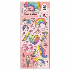 Наклейки гелевые MESHU Rainbow unicorn, 10*23 см, пакет европодвес