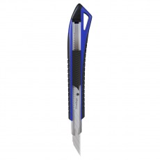 Нож канцелярский 9мм Berlingo Razzor 300, auto-lock, металл. направл., мягкие вставки, синий, европодвес