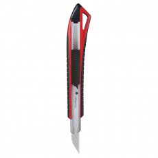 Нож канцелярский 9мм Berlingo Razzor 300, auto-lock, металл. направл., мягкие вставки, красный, европодвес