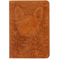 Обложка для паспорта Кожевенная мануфактура, нат. кожа, Пес Мудрый, коричневый