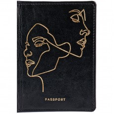 Обложка для паспорта OfficeSpace Life line, иск. кожа, черный, тиснение фольгой