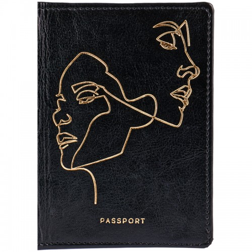 Обложка для паспорта OfficeSpace Life line, иск. кожа, черный, тиснение фольгой