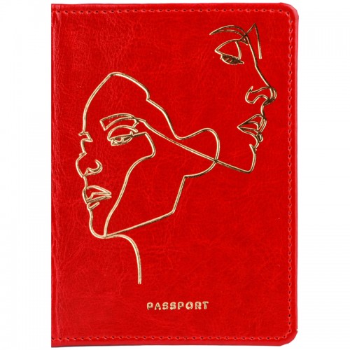 Обложка для паспорта OfficeSpace Life line, иск. кожа, красный, тиснение фольгой