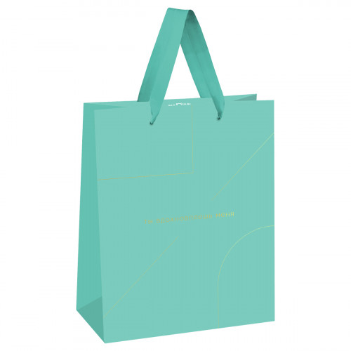 Пакет подарочный 18*23*10см MESHU Monocolor. Tiffany, отд. фольгой, матовая ламинация